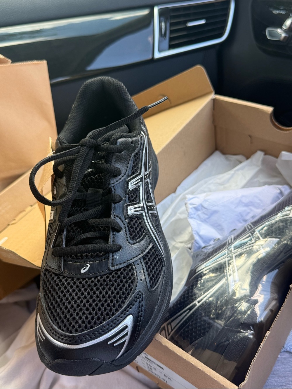 Asics Black Athletic Running Sneakers with Silver Accents